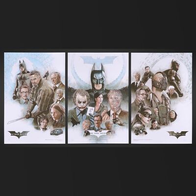 Lot #458 - BATMAN BEGINS (2005), THE DARK KNIGHT (2008), DARK KNIGHT RISES (2012) - Set of Three Matching Hand-numbered & Signed Artist Proof Limited Edition Screen Prints by Neil Davies, 2020