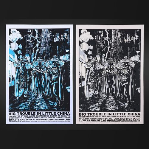 Lot #463 - BIG TROUBLE IN LITTLE CHINA (1986) - Two Signed and Hand-Numbered Limited Edition Alamo Drafthouse Regular and Variant Prints by Tim Doyle, 2008