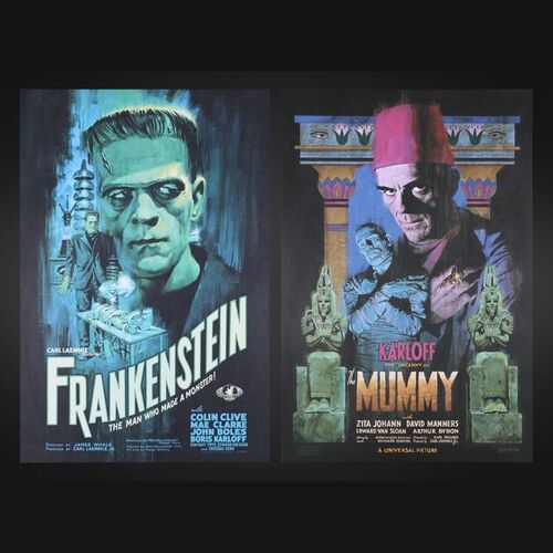 Lot #484 - FRANKENSTEIN (1931) AND THE MUMMY (1932) - Two Hand-Numbered Limited Edition Vice Press Bottleneck Gallery Prints by Paul Mann, 2020, 2021