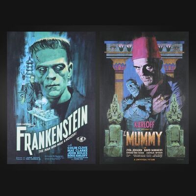 Lot #484 - FRANKENSTEIN (1931) AND THE MUMMY (1932) - Two Hand-Numbered Limited Edition Vice Press Bottleneck Gallery Prints by Paul Mann, 2020, 2021