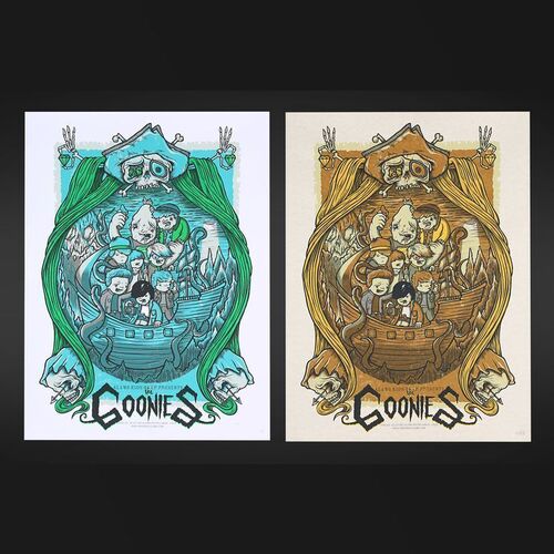 Lot #489 - THE GOONIES (1985) - Hand-Numbered Limited Edition Alamo Drafthouse Regular and Variant Prints by Drew Millward, 2009