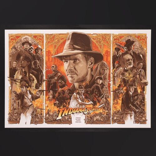 Lot #497 - INDIANA JONES TRILOGY (1981 -1989) - Hand-Numbered Bottleneck Gallery Timed Edition Print by Grzegorz "Gabz" Domaradzki, 2018