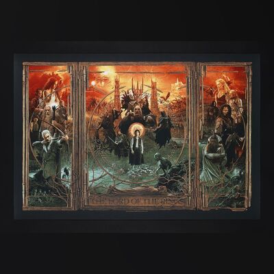 Lot #507 - LORD OF THE RINGS TRILOGY (2001-2003) - Signed and Hand-Numbered Gold Variant Artist Proof Limited Edition Print by Grzegorz "Gabz" Domaradzki, 2020