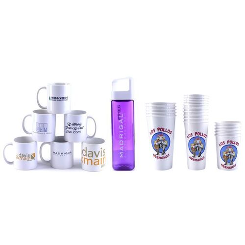 Lot # 23: Better Call Saul Production Logo Cups, Mugs, and Water Bottle Set