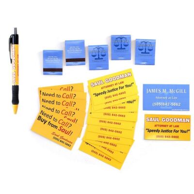 Lot # 49: Saul Goodman and Jimmy McGill (as played by Bob Odenkirk) Business Cards and Matches