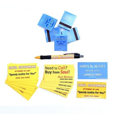 Lot # 67: Saul Goodman and Jimmy McGill (as played by Bob Odenkirk) Business Cards and Matches