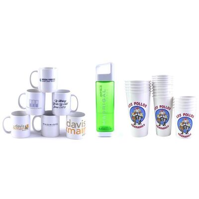 Lot # 83: Better Call Saul Production Logo Cups, Mugs, and Water Bottle Set