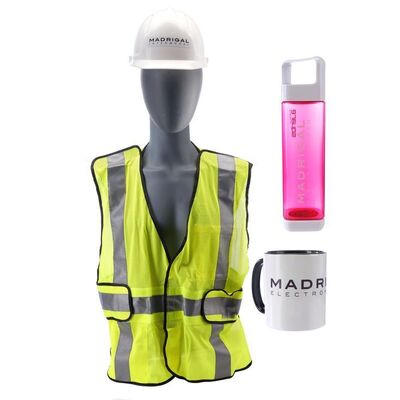 Lot # 92: Madrigal Intermodal Warehouse Hardhat, Safety Vest, Water Bottle, and Mug