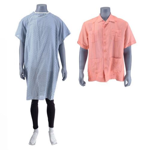 Lot # 96: Hector Salamanca (as played by Mark Margolis) Salmon Colored Button-up Shirt and Hospital Gown