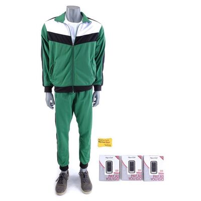 Lot # 115: Jimmy McGill (as played by Bob Odenkirk) Green Tracksuit with Burner Phones