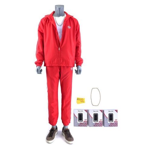 Lot # 125: Jimmy McGill (as played by Bob Odenkirk) Red Tracksuit with Burner Phones