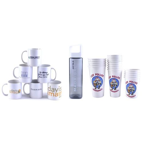 Lot # 132: Better Call Saul Production Logo Cups, Mugs, and Water Bottle Set