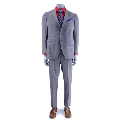 Lot # 158: Saul Goodman (as played by Bob Odenkirk) Acker Eviction Gray and Red Suit