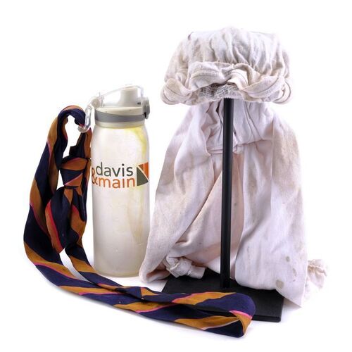 Lot # 178: Saul Goodman (as played by Bob Odenkirk) Davis & Main Water Bottle with Tie and T-shirt Headdress