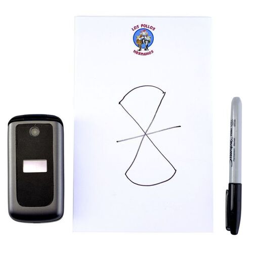 Lot # 194: Mike Ehrmantraut (as played by Jonathan Banks) Columbian Gang Tattoo Drawing for Gus and Gus' Cell Phone