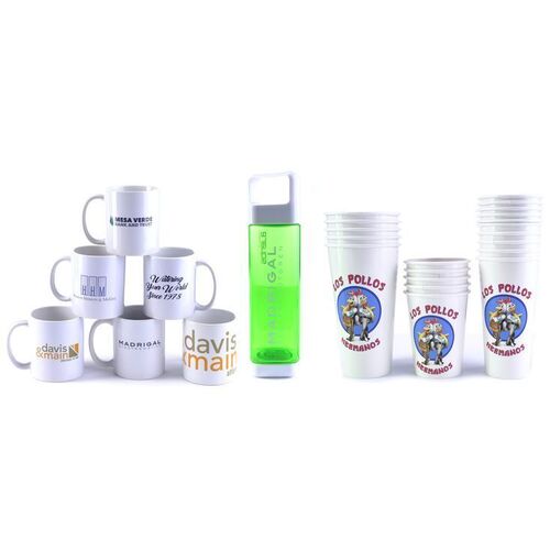 Lot # 195: Better Call Saul Production Logo Cups, Mugs, and Water Bottle Set