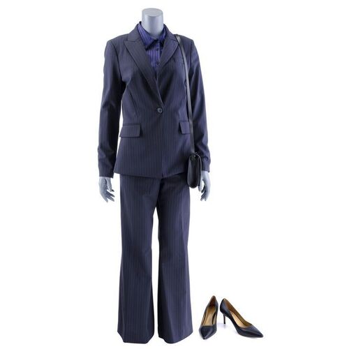 Lot # 246: Kim Wexler (Rhea Seehorn) Black and Blue Pinstripe Suit
