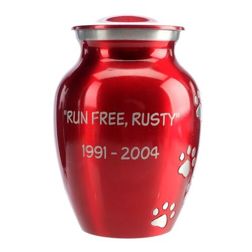 Lot # 270: Red Urn for Rusty the Dog