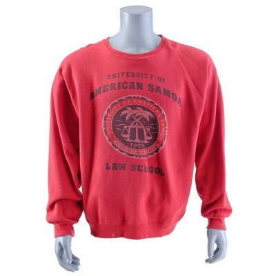 Lot # 286: Jimmy McGill (as played by Bob Odenkirk) University of American Samoa Law School Sweatshirt Prototype in Red