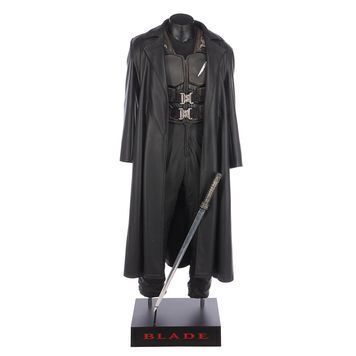 Lot # 78 : BLADE (1998) - Blade's (Wesley Snipes) Screen-matched Costume and Hero Daywalker Sword Display