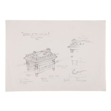 Lot # 204 : INDIANA JONES AND THE RAIDERS OF THE LOST ARK (1981) - Hand-drawn Ark of the Covenant Pencil Production Illustration