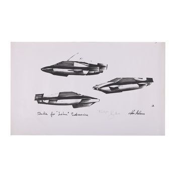 Lot # 218 : JAMES BOND: THE SPY WHO LOVED ME (1977) - Ken Adam Lotus Submarine Production Design Autographed by Roger Moore and Ken Adam