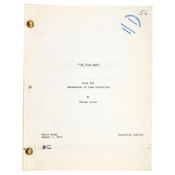 Lot # 369 : STAR WARS: A NEW HOPE (1977) - Charles Lippincott Collection: Bound Production-used Third Draft Script