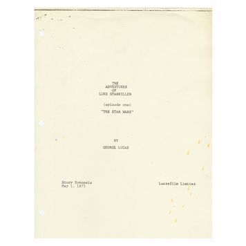 Lot # 370 : STAR WARS: A NEW HOPE (1977) - Charles Lippincott Collection: "The Adventures of Luke Starkiller" Story Synopsis