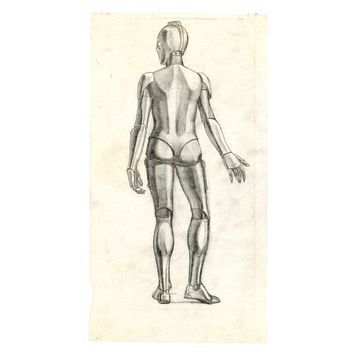 Lot # 376 : STAR WARS: A NEW HOPE (1977) - Hand-drawn Ralph McQuarrie C-3PO Concept Sketch