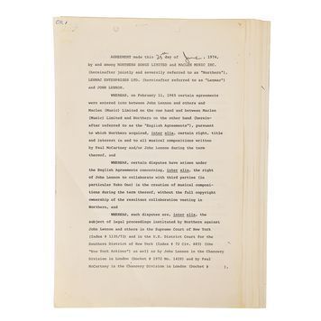 Lot # 464 : BEATLES, THE - John Lennon Signed Publishing Contract