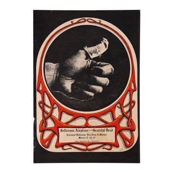 Lot # 513 : GRATEFUL DEAD AND JEFFERSON AIRPLANE - Carousel Ballroom "Sore Thumb" Design Concert Poster