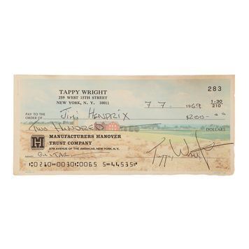 Lot # 518 : JIMI HENDRIX - Cheque Made Out To Jimi Hendrix For $200