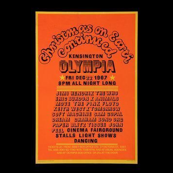 Lot # 527 : JIMI HENDRIX, THE WHO, PINK FLOYD AND OTHERS - "Christmas On Earth Continued" Concert Poster