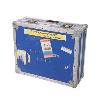Lot # 531 : JOHN PAUL JONES - Tour Used Flight Case and Stage-Used Guitar Strap