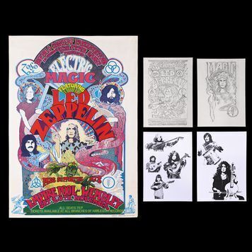 Lot # 536 : LED ZEPPELIN - "Electric Magic" Concert Poster and Hand-drawn Concept Artwork by Steve Hardstaff for Paper Tiger