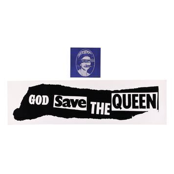 Lot # 601 : SEX PISTOLS, THE - God Save The Queen Promotional Banner and 7-inch Single Sleeve