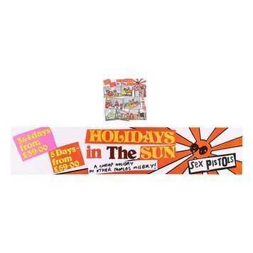 Lot # 603 : SEX PISTOLS, THE - Holidays In The Sun Promotional Banner and 7-inch Single Sleeve