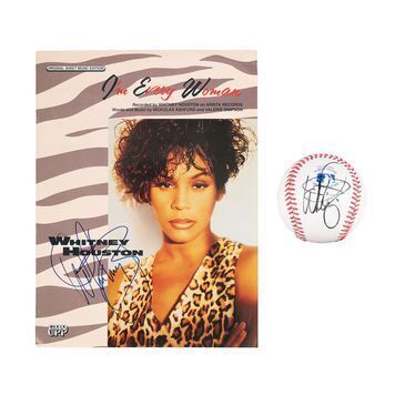 Lot # 618 : WHITNEY HOUSTON - Autographed "I'm Every Woman" Sheet Music and Baseball