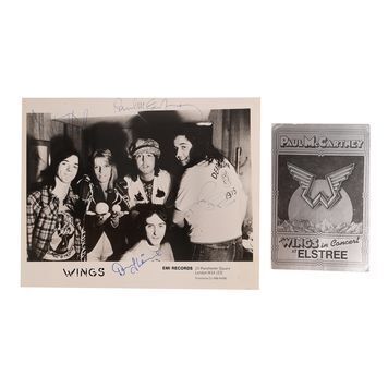 Lot # 623 : WINGS - Paul McCartney and Band Autographed Photo and Ticket