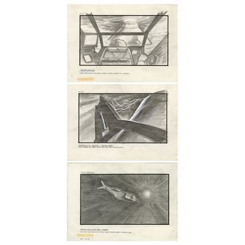 Lot # 669 : ALIENS (1986) - Set of Three Hand-Illustrated Dropship Storyboards