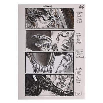 Lot # 675 : ALIEN 3 (1992) - Martin Asbury Hand-drawn Pencil Storyboard - Ripley Meets the Alien