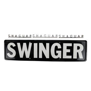 Lot # 683 : AUSTIN POWERS: THE SPY WHO SHAGGED ME (1999) - "Swinger" Car Licence Plate and "Shaguar" Badges