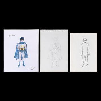 Lot # 709 : BATMAN (T.V. SERIES, 1966 - 1968) - Jan Kemp Hand-drawn and Painted Batman (Adam West) Costume Designs