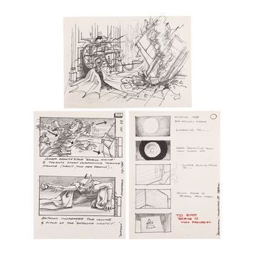 Lot # 719 : BATMAN (1989) - Set of Three Hand-drawn Storyboards