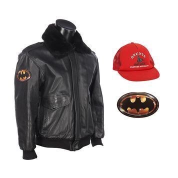 Lot # 722 : BATMAN (1989) - Crew Jacket, Stunts Hat and Screening Invitation
