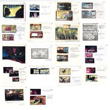 Lot # 727 : BATMAN RETURNS (1992) - Set of 18 Hand-Illustrated Storyboards
