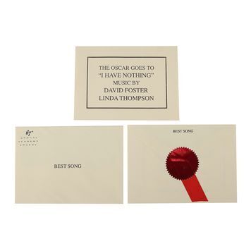 Lot # 753 : BODYGUARD, THE (1992) - "Best Song" Academy Awards Envelopes and Winner Card