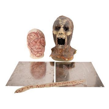 Lot # 803 : CLIVE BARKER'S BOOK OF BLOOD (2009) - Ghost Mask, Simon Paint Test Face, Skin Piece and Text Stencils