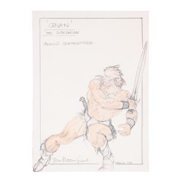 Lot # 810 : CONAN THE DESTROYER (1984) - John Bloomfield Hand-painted Costume Design of Conan (Arnold Schwarzenegger)