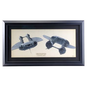 Lot # 877 : DUNE (1984) - Framed Hand-Painted Ron Miller Ornithopter Concept Artwork